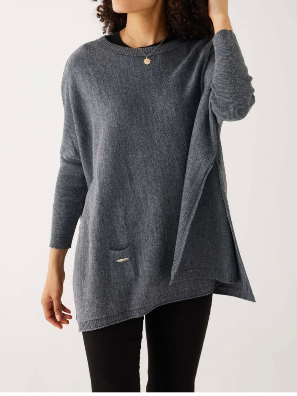 Mersea Catalina Crewneck Oversized Lightweight Casual Sweater OS Storm Grey